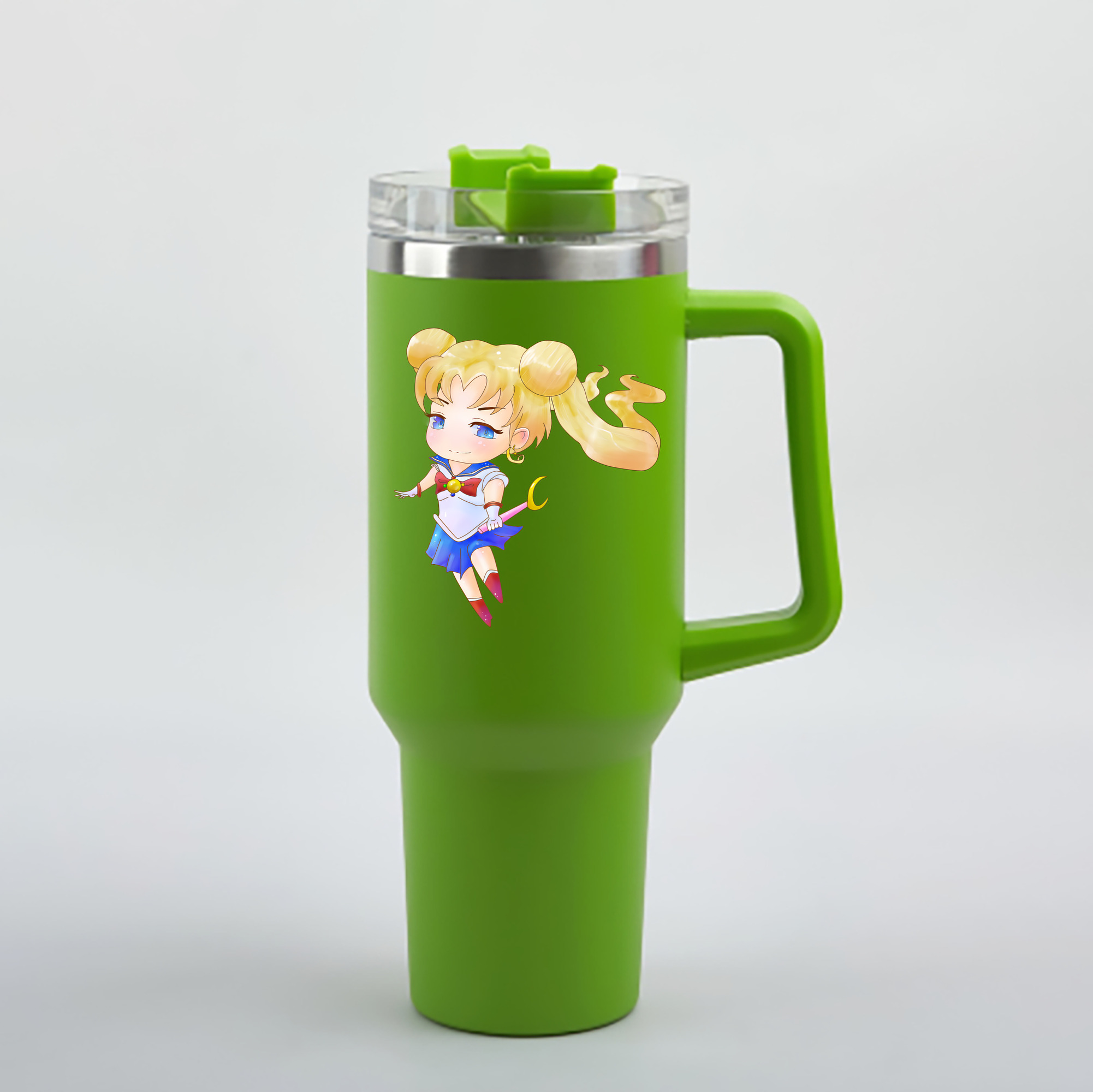 （画像用） 美少女戦士セーラームーン 愛野 美奈子 あいの みなこ Sailor Moon Aino Minako 1200mL車用タンブラー - クリスタルステッカー（プラスチックストロー付き）